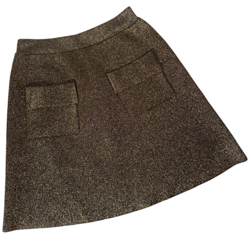 A.L.C. Metallic Bronze A-Line Skirt with Front Pockets